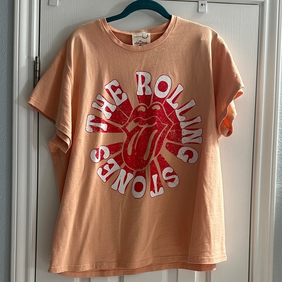 Fantastic Fawn Orange Graphic Band Tee The Rolling Stones Women’s Large Casual - Picture 2 of 6